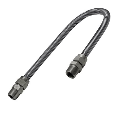 Flextron Gas Line Hose 5/8'' O.D. x 30'' Length with 3/4 in MIP Fittings, Stainless Steel Flexible Connector FTGC-SS12-30N